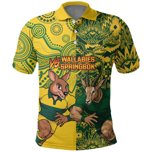 Custom South Africa vs Australia Polo Shirt Springboks Wallabies Two Nations One Battle