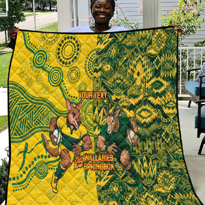 Custom South Africa vs Australia Quilt Springboks Wallabies Two Nations One Battle