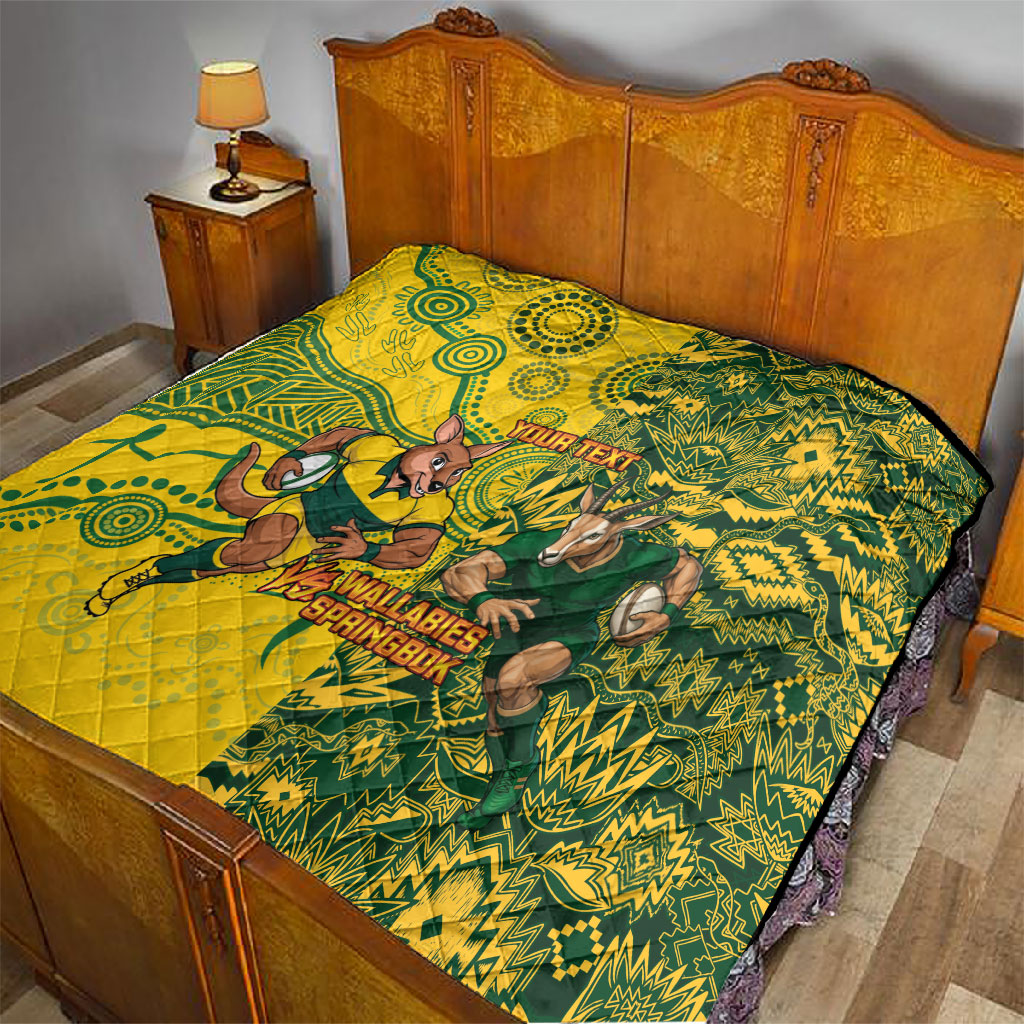 Custom South Africa vs Australia Quilt Springboks Wallabies Two Nations One Battle