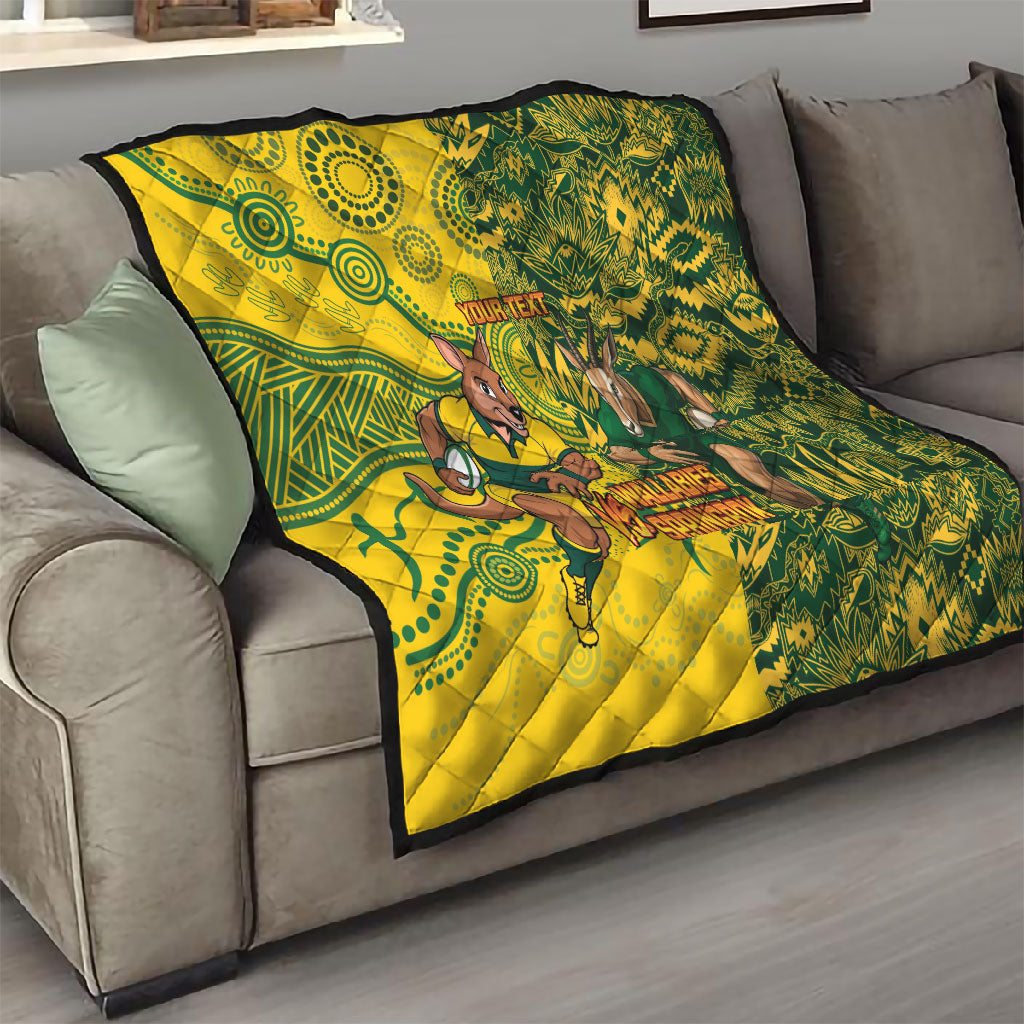 Custom South Africa vs Australia Quilt Springboks Wallabies Two Nations One Battle