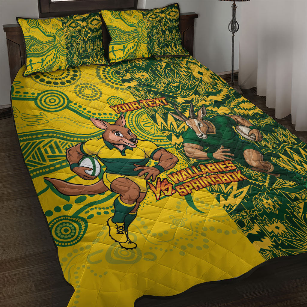 Custom South Africa vs Australia Quilt Bed Set Springboks Wallabies Two Nations One Battle