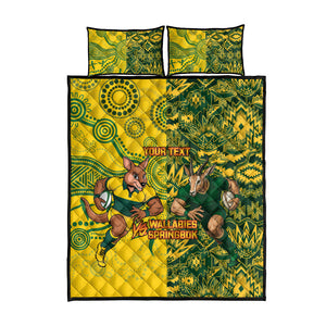 Custom South Africa vs Australia Quilt Bed Set Springboks Wallabies Two Nations One Battle