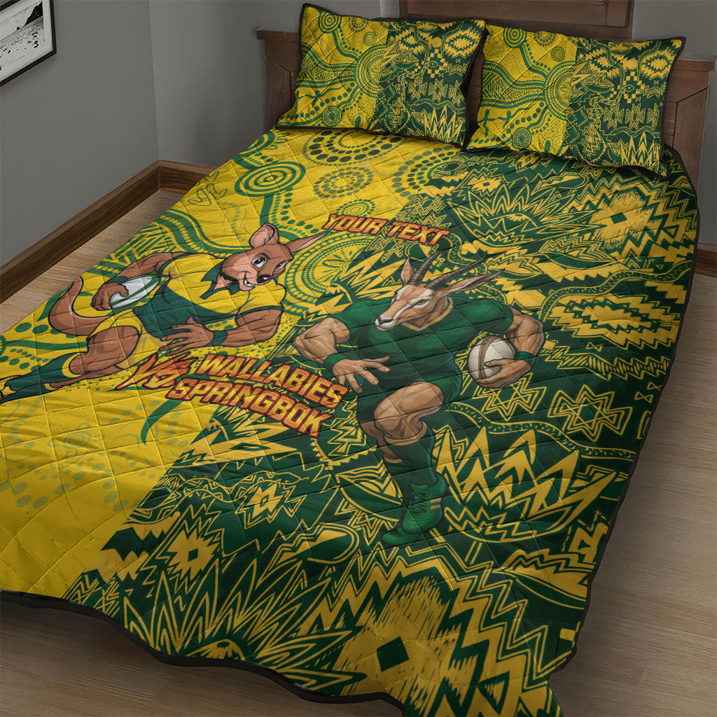 Custom South Africa vs Australia Quilt Bed Set Springboks Wallabies Two Nations One Battle