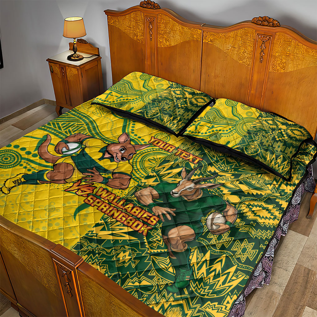 Custom South Africa vs Australia Quilt Bed Set Springboks Wallabies Two Nations One Battle