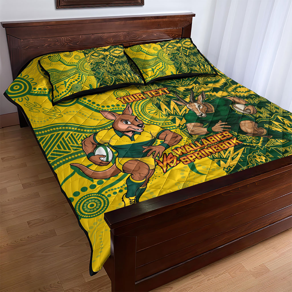 Custom South Africa vs Australia Quilt Bed Set Springboks Wallabies Two Nations One Battle