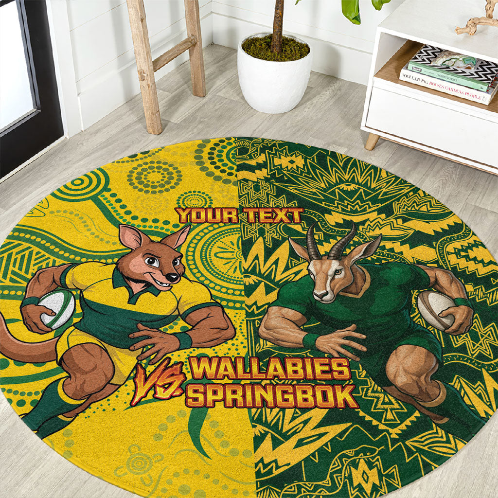Custom South Africa vs Australia Round Carpet Springboks Wallabies Two Nations One Battle