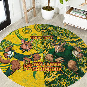 Custom South Africa vs Australia Round Carpet Springboks Wallabies Two Nations One Battle