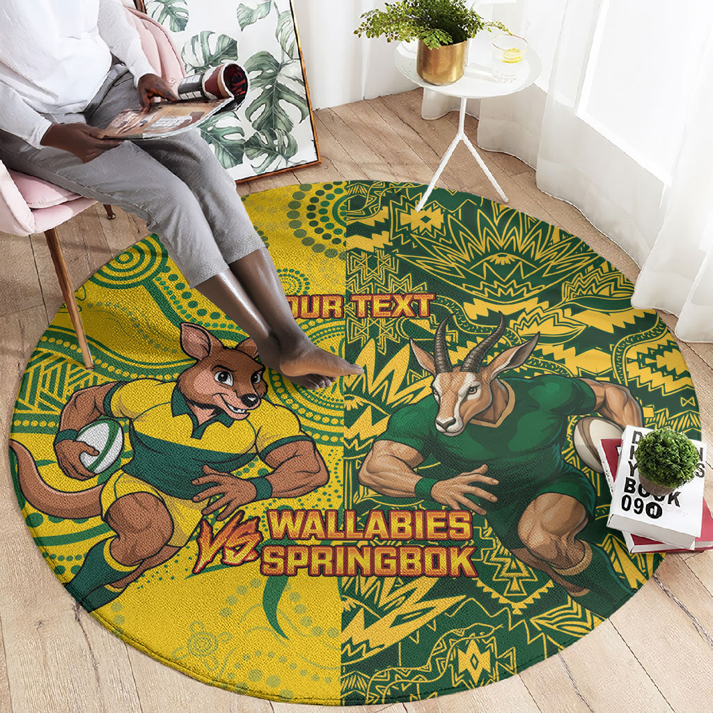 Custom South Africa vs Australia Round Carpet Springboks Wallabies Two Nations One Battle