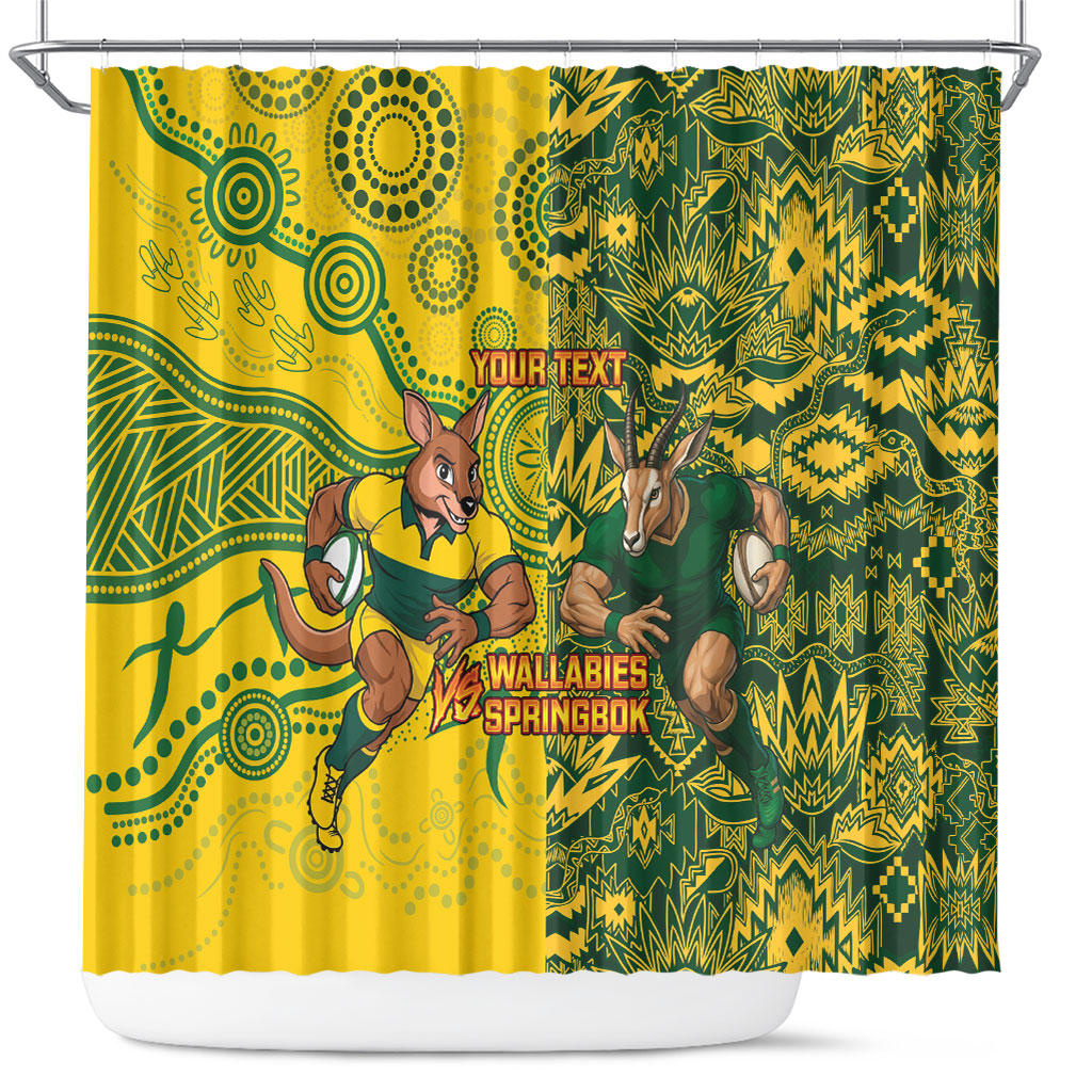 Custom South Africa vs Australia Shower Curtain Springboks Wallabies Two Nations One Battle