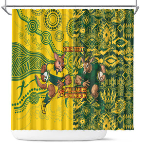 Custom South Africa vs Australia Shower Curtain Springboks Wallabies Two Nations One Battle