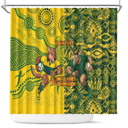 Custom South Africa vs Australia Shower Curtain Springboks Wallabies Two Nations One Battle