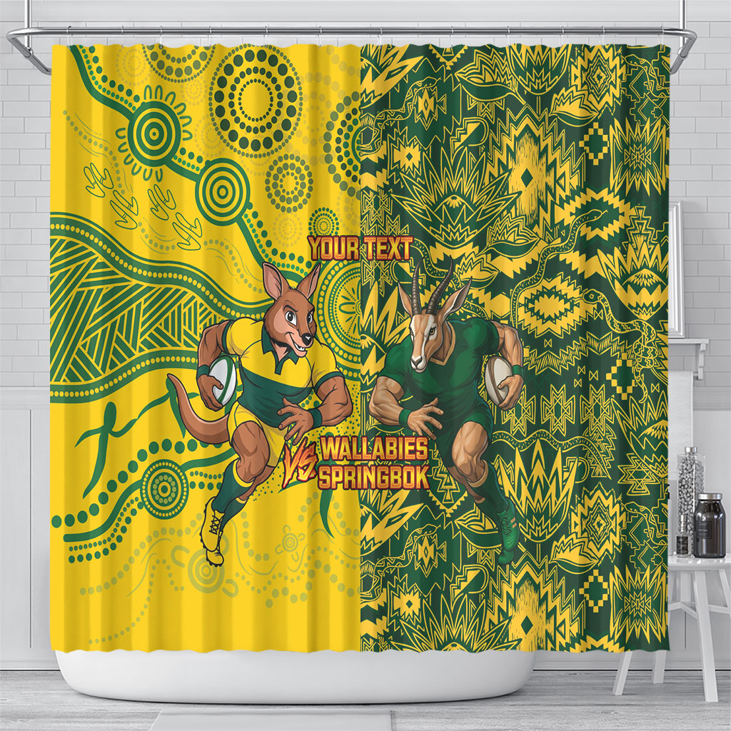 Custom South Africa vs Australia Shower Curtain Springboks Wallabies Two Nations One Battle