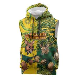 Custom South Africa vs Australia Sleeveless Hoodie Springboks Wallabies Two Nations One Battle
