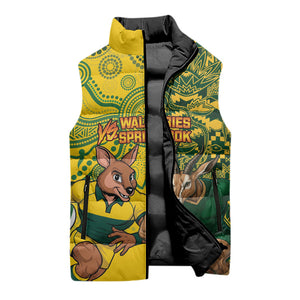 Custom South Africa vs Australia Sleeveless Puffer Jacket Springboks Wallabies Two Nations One Battle