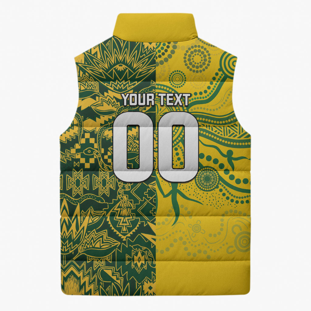 Custom South Africa vs Australia Sleeveless Puffer Jacket Springboks Wallabies Two Nations One Battle