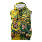 Custom South Africa vs Australia Sleeveless Zip Hoodie Springboks Wallabies Two Nations One Battle