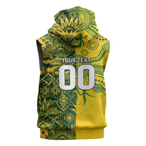 Custom South Africa vs Australia Sleeveless Zip Hoodie Springboks Wallabies Two Nations One Battle