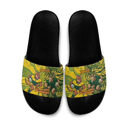 Custom South Africa vs Australia Slide Sandals Springboks Wallabies Two Nations One Battle