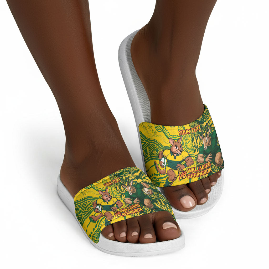 Custom South Africa vs Australia Slide Sandals Springboks Wallabies Two Nations One Battle