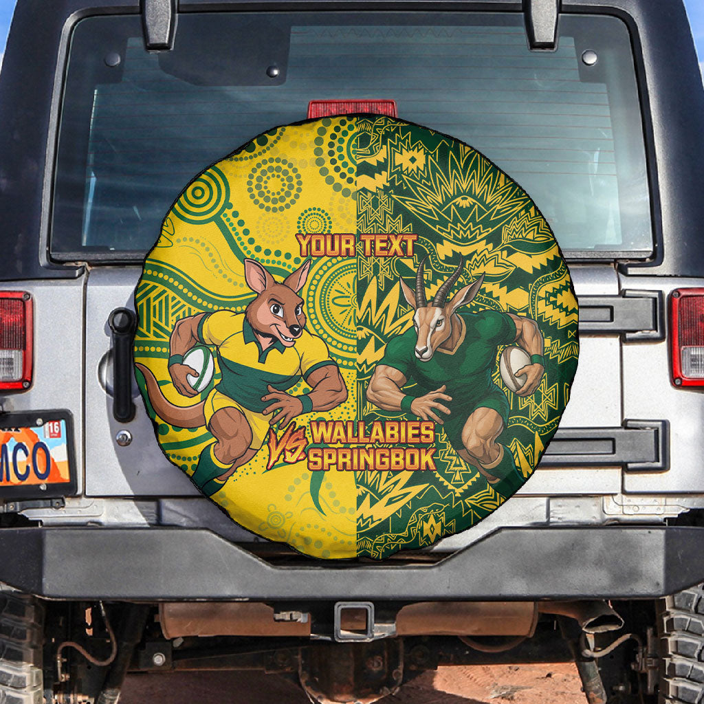 Custom South Africa vs Australia Spare Tire Cover Springboks Wallabies Two Nations One Battle