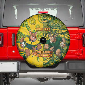 Custom South Africa vs Australia Spare Tire Cover Springboks Wallabies Two Nations One Battle