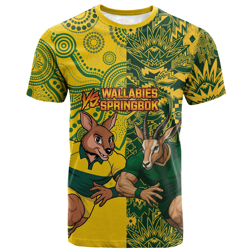 Custom South Africa vs Australia T shirt Springboks Wallabies Two Nations One Battle