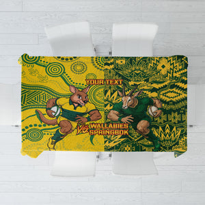 Custom South Africa vs Australia Tablecloth Springboks Wallabies Two Nations One Battle
