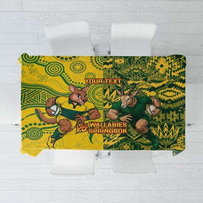 Custom South Africa vs Australia Tablecloth Springboks Wallabies Two Nations One Battle