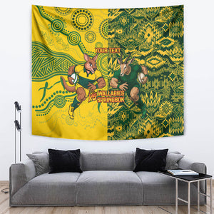 Custom South Africa vs Australia Tapestry Springboks Wallabies Two Nations One Battle