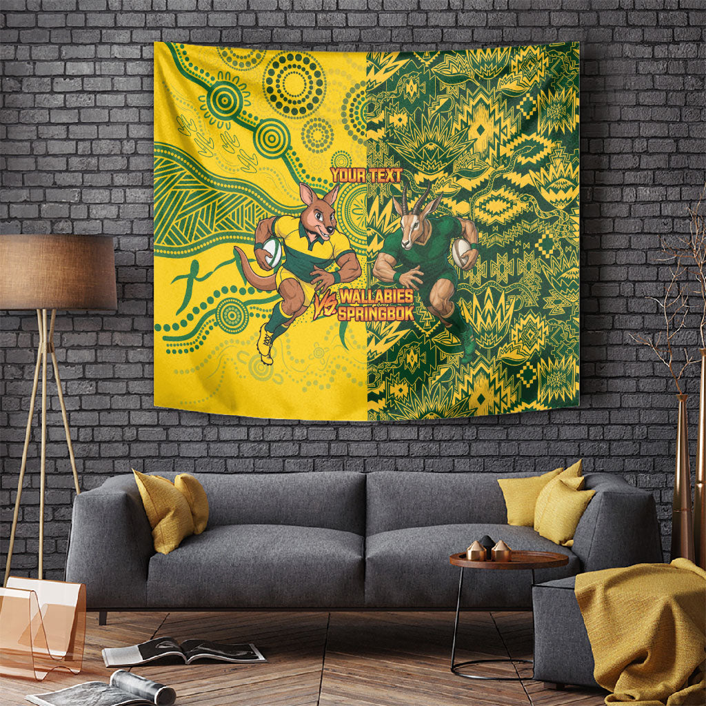 Custom South Africa vs Australia Tapestry Springboks Wallabies Two Nations One Battle