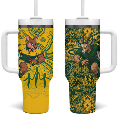 South Africa vs Australia Tumbler With Handle Springboks Wallabies Two Nations One Battle