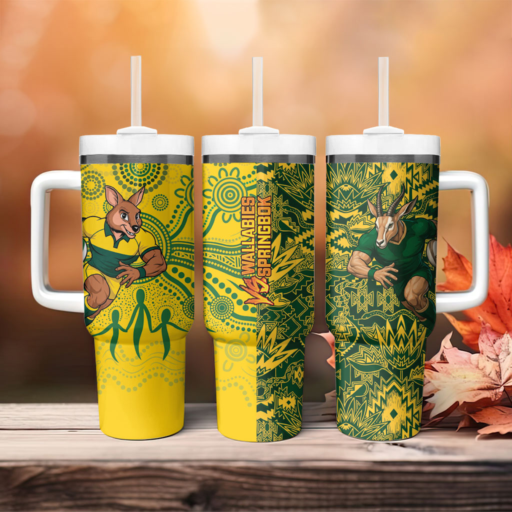 South Africa vs Australia Tumbler With Handle Springboks Wallabies Two Nations One Battle