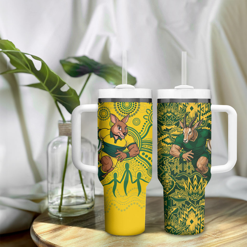 South Africa vs Australia Tumbler With Handle Springboks Wallabies Two Nations One Battle