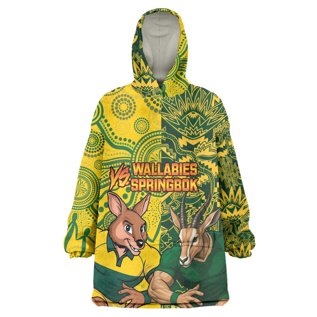 Custom South Africa vs Australia Wearable Blanket Hoodie Springboks Wallabies Two Nations One Battle