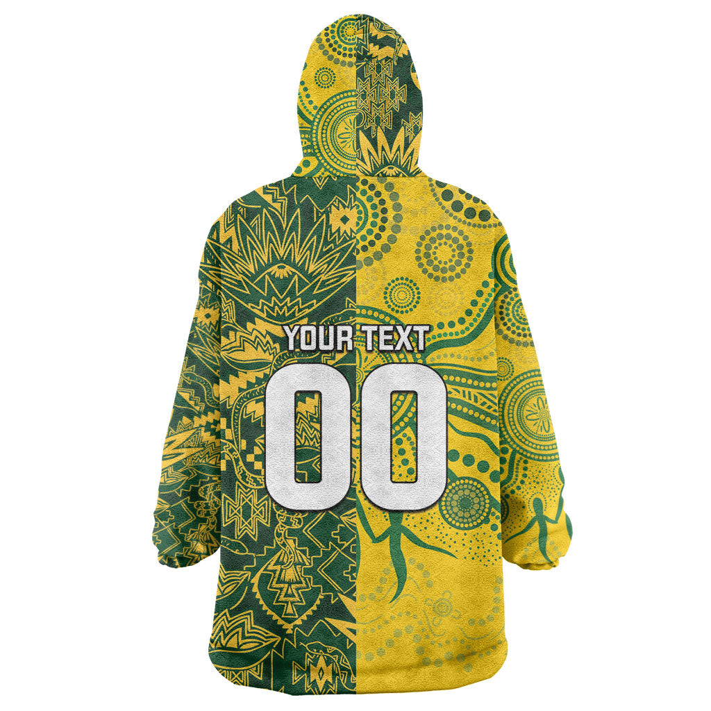 Custom South Africa vs Australia Wearable Blanket Hoodie Springboks Wallabies Two Nations One Battle