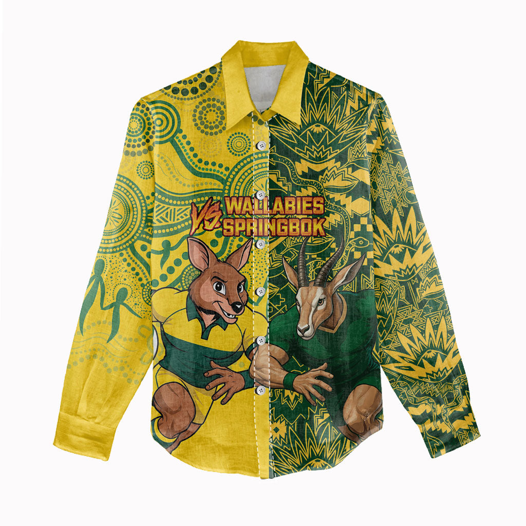 Custom South Africa vs Australia Women Casual Shirt Springboks Wallabies Two Nations One Battle