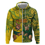 Custom South Africa vs Australia Zip Hoodie Springboks Wallabies Two Nations One Battle