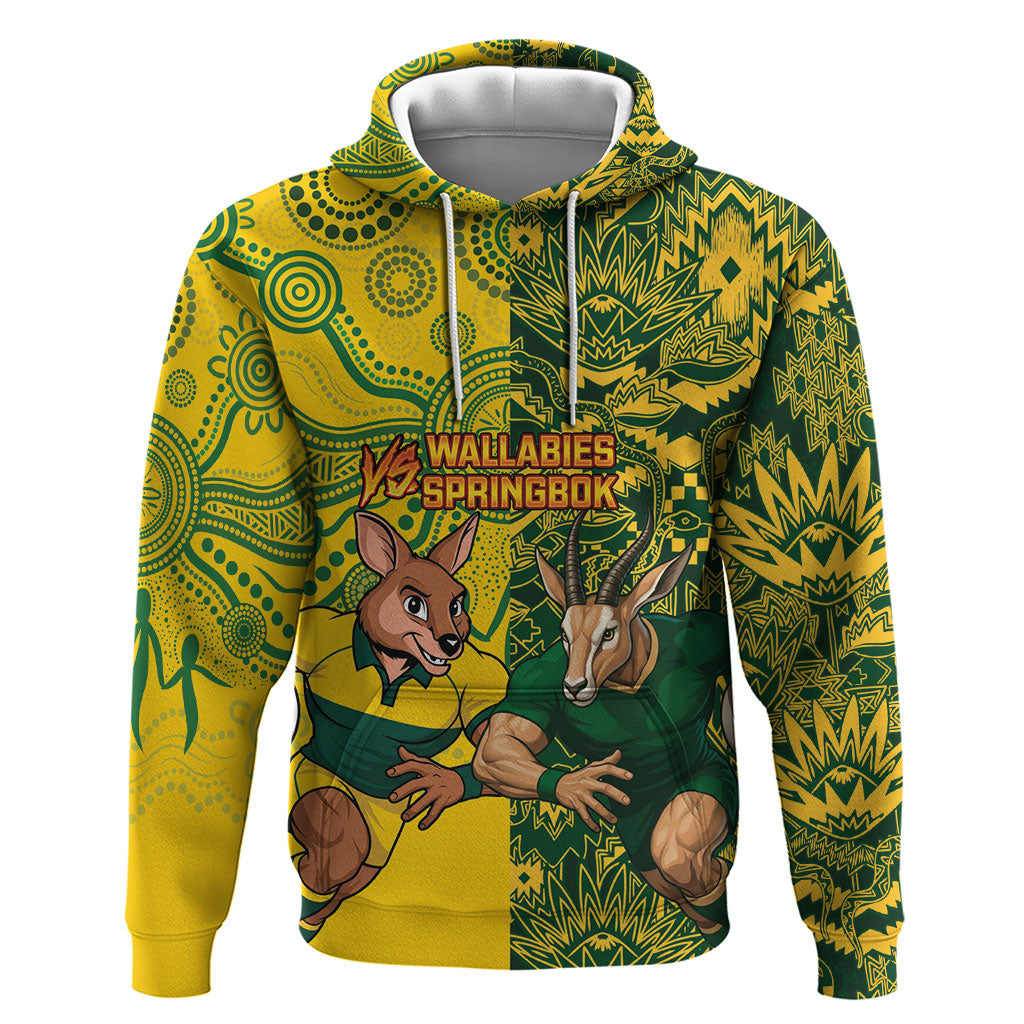 Custom South Africa vs Australia Zip Hoodie Springboks Wallabies Two Nations One Battle