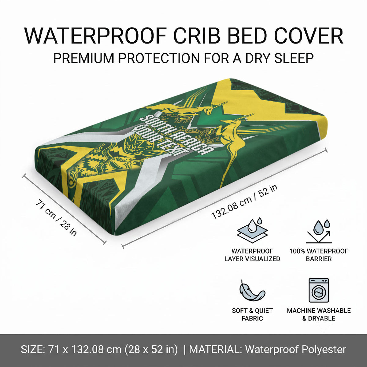 South Africa Springbok Custom Baby Bed Cover Rugby se Grootste Wedywering