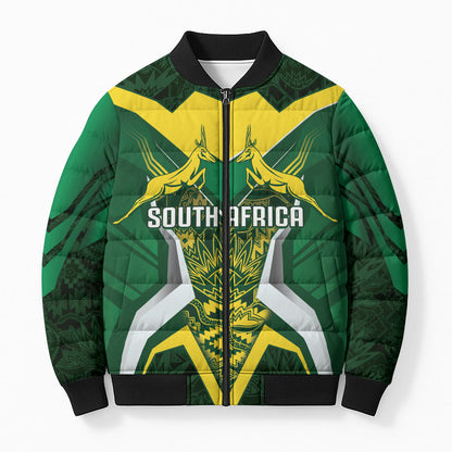 South Africa Springbok Custom Bomber Puffer Jacket Rugby se Grootste Wedywering