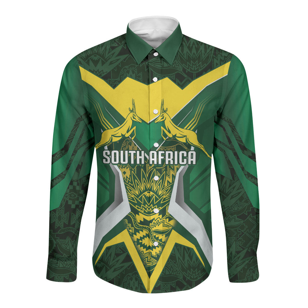 South Africa Springbok Custom Long Sleeve Button Shirt Rugby se Grootste Wedywering