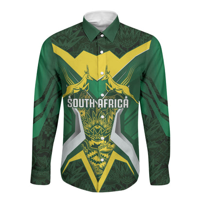 South Africa Springbok Custom Long Sleeve Button Shirt Rugby se Grootste Wedywering