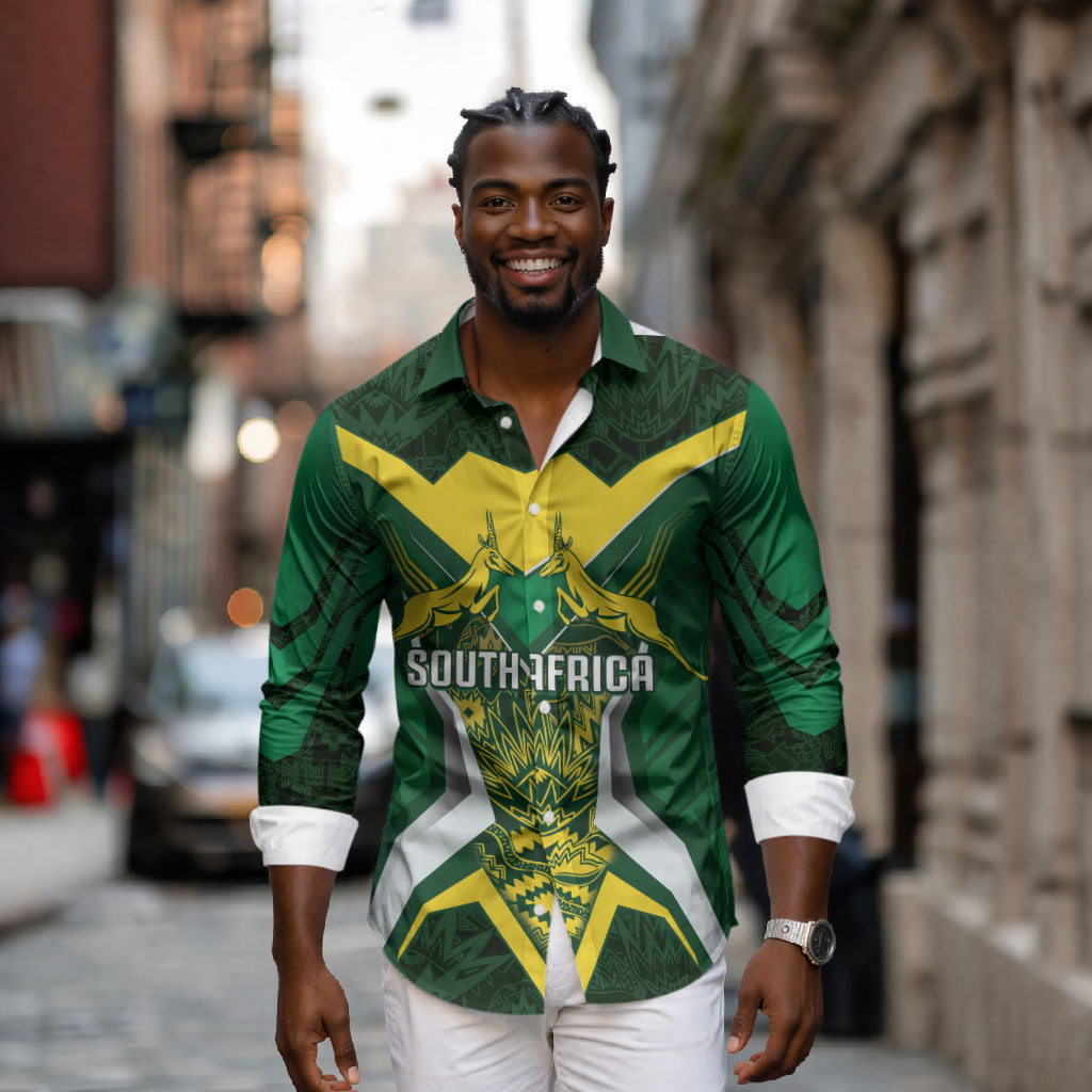 South Africa Springbok Custom Long Sleeve Button Shirt Rugby se Grootste Wedywering