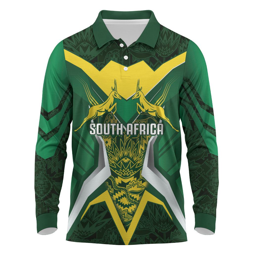 South Africa Springbok Custom Long Sleeve Polo Shirt Rugby se Grootste Wedywering