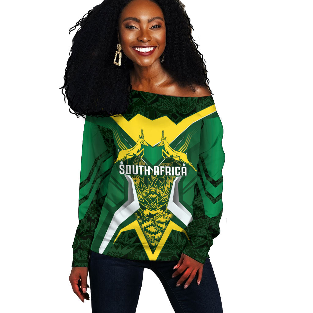 South Africa Springbok Custom Off Shoulder Sweater Rugby se Grootste Wedywering