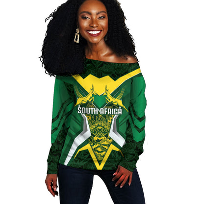 South Africa Springbok Custom Off Shoulder Sweater Rugby se Grootste Wedywering