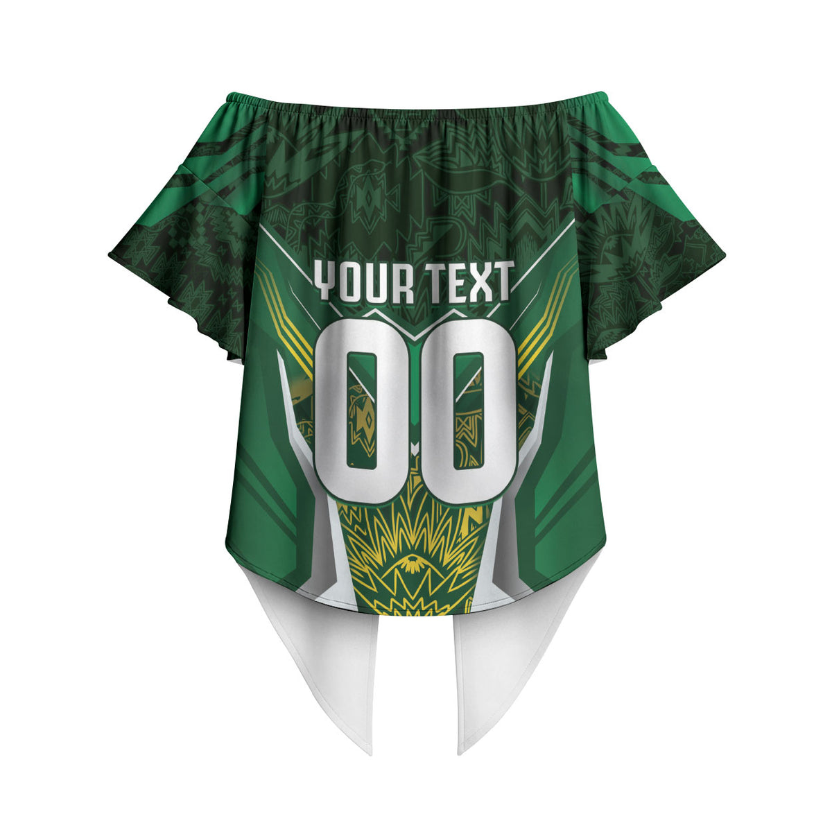 South Africa Springbok Custom Off Shoulder Wrap Waist Top Rugby se Grootste Wedywering