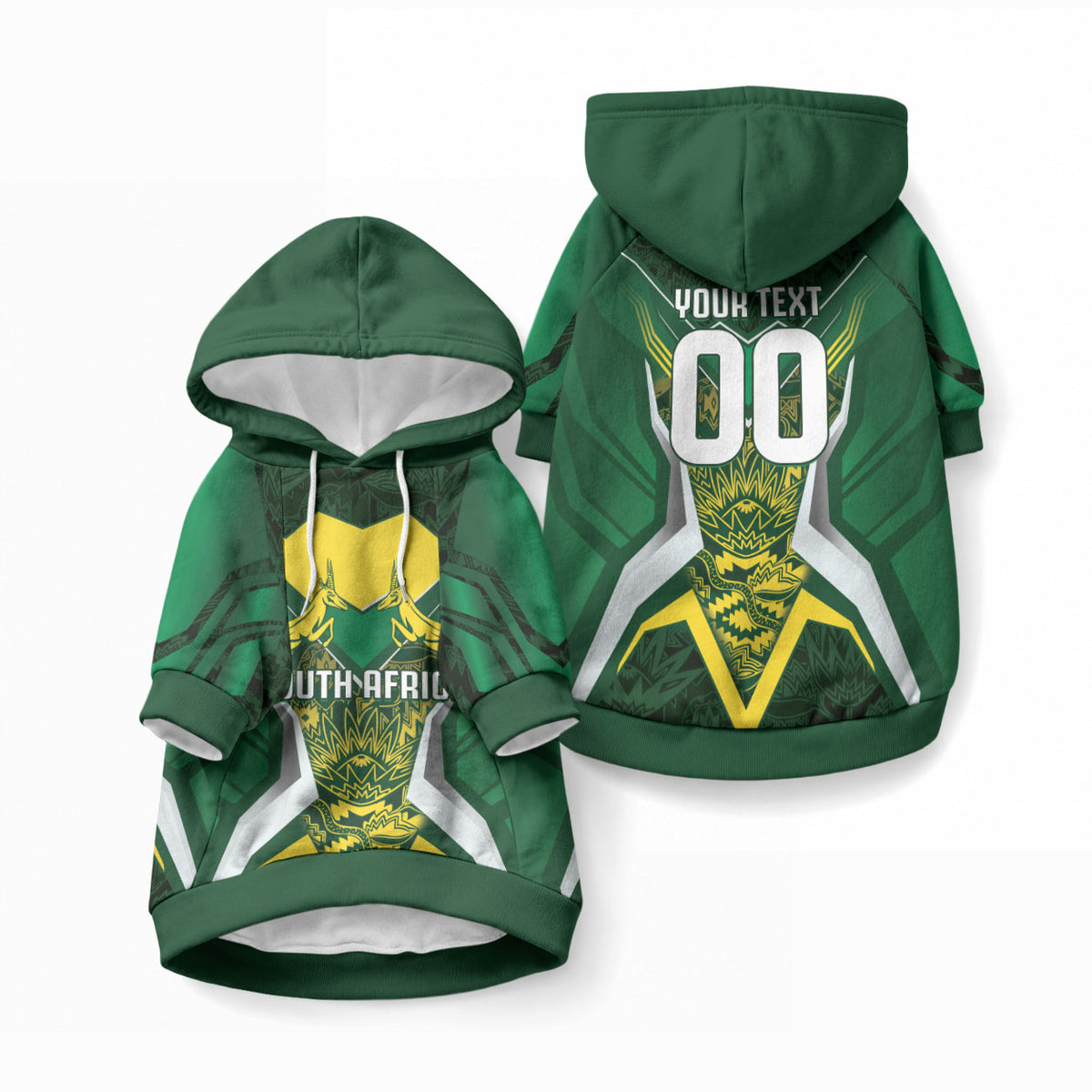 South Africa Springbok Custom Pet Hoodie Rugby se Grootste Wedywering