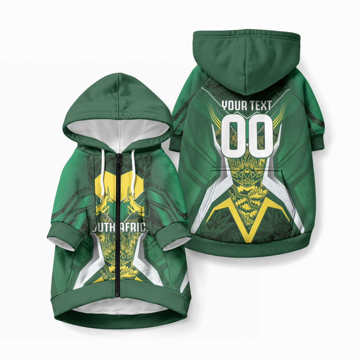 South Africa Springbok Custom Pet Hoodie Rugby se Grootste Wedywering