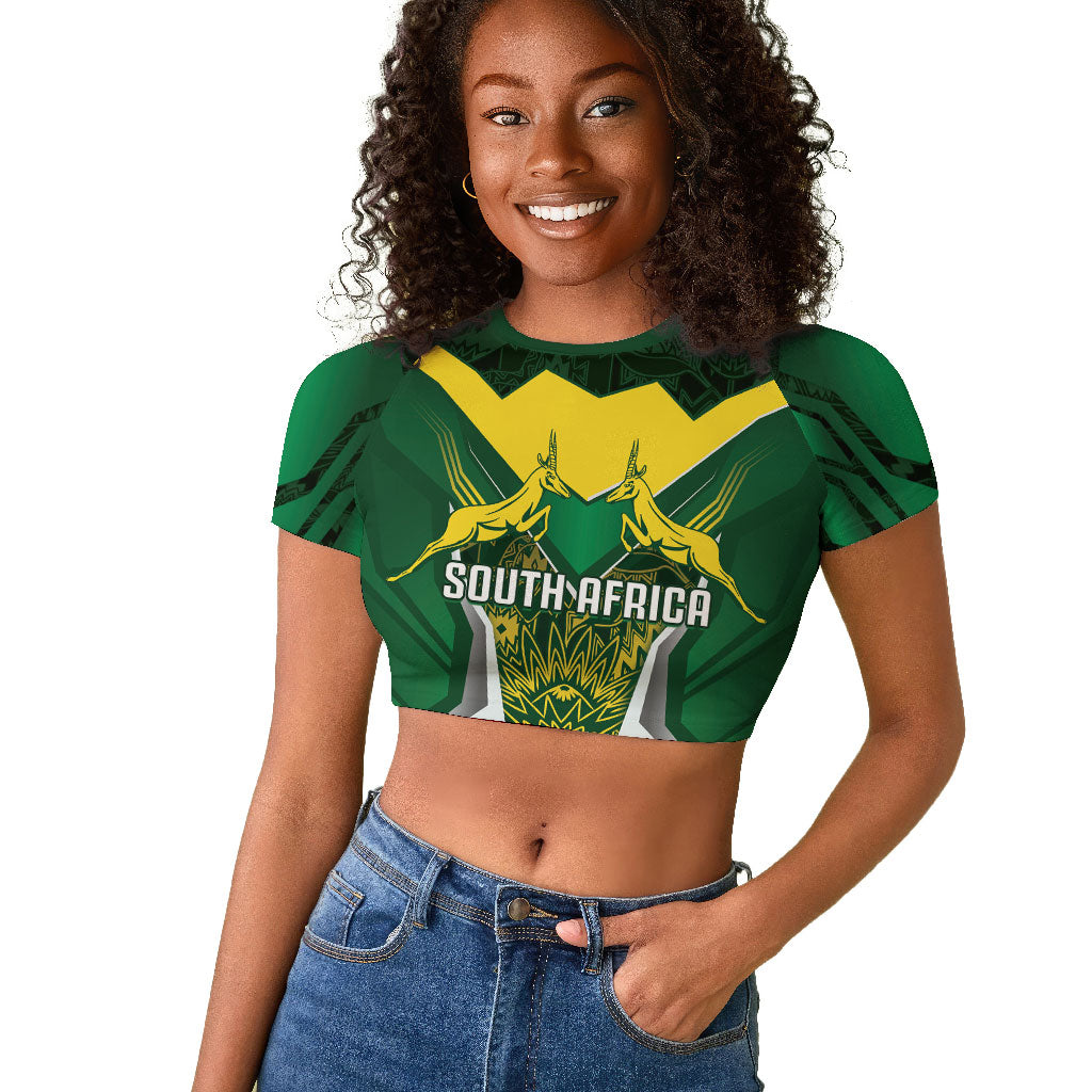 South Africa Springbok Custom Raglan Cropped T shirt Rugby se Grootste Wedywering